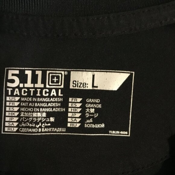 5.11 Tactical Men's 3-Button Short Sleeve Performance Polo Sz Large Black Work - Picture 8 of 9